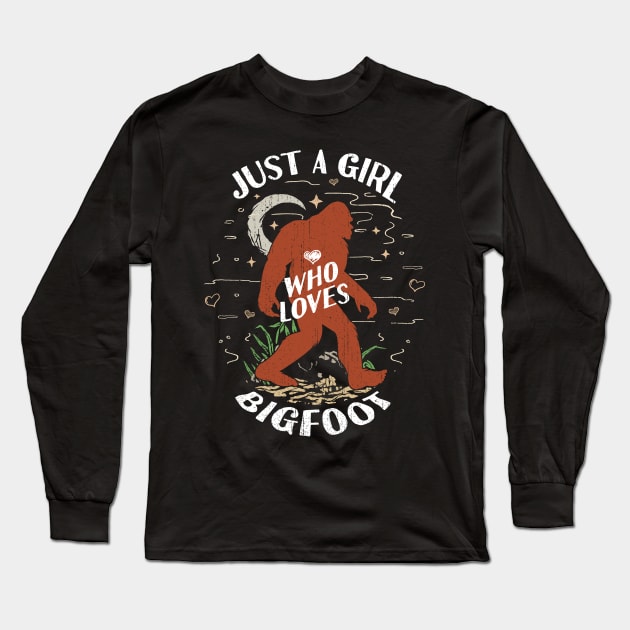 Just a Girl Who Loves Bigfoot  - Sasquatch Girl Long Sleeve T-Shirt by Tesszero